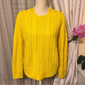 EUC J.Crew Yellow Cable Knit Pullover Crew Sweater